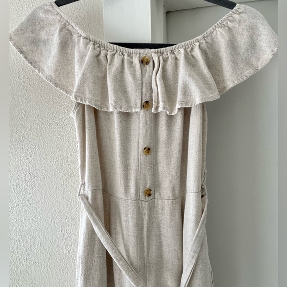 Monteau Pants - Monteau Linen Blend Cream Jumpsuit Size Medium